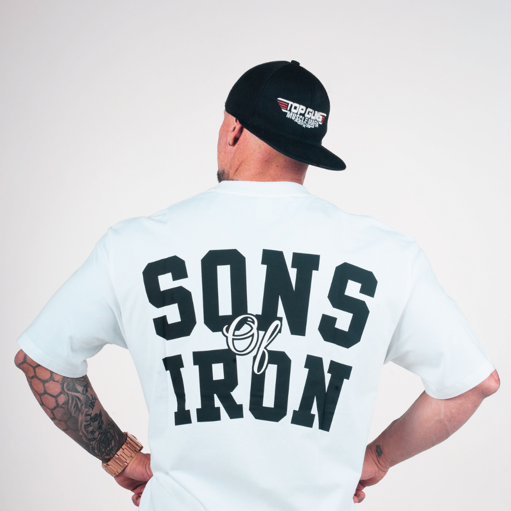 White Sons of Iron Drop Shoulder Tee